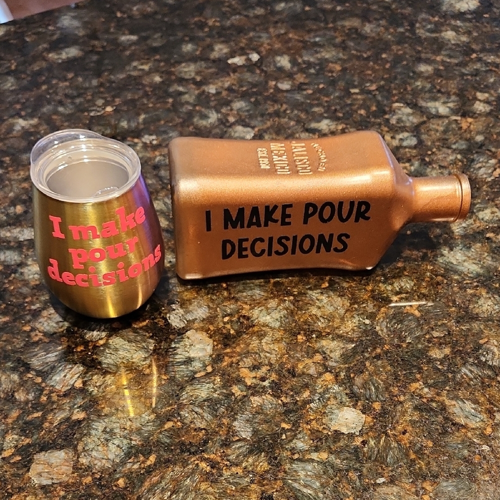 I Make Pour Decisions Gold and Brown Bottle Set- Last Chance